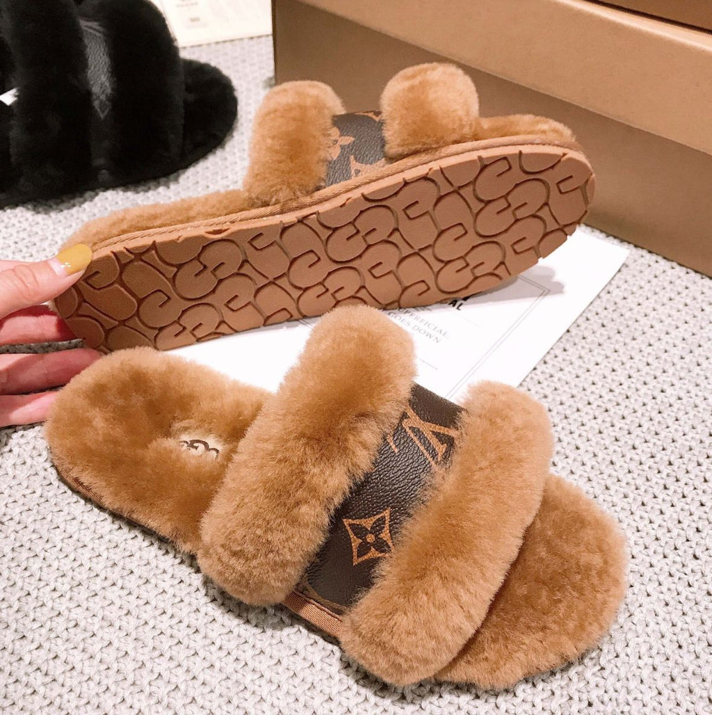 Velour Luxe Plush Slides