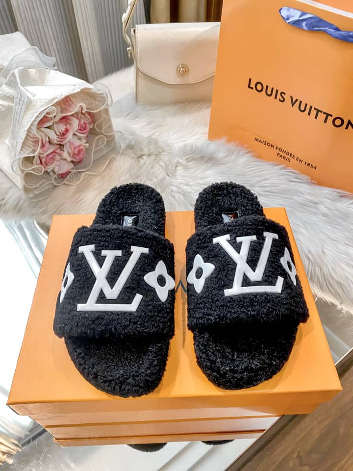 Plush Monogram Fleece Slides