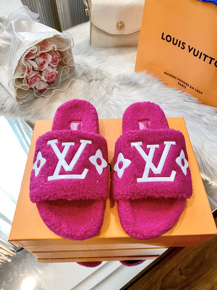 Plush Monogram Fleece Slides