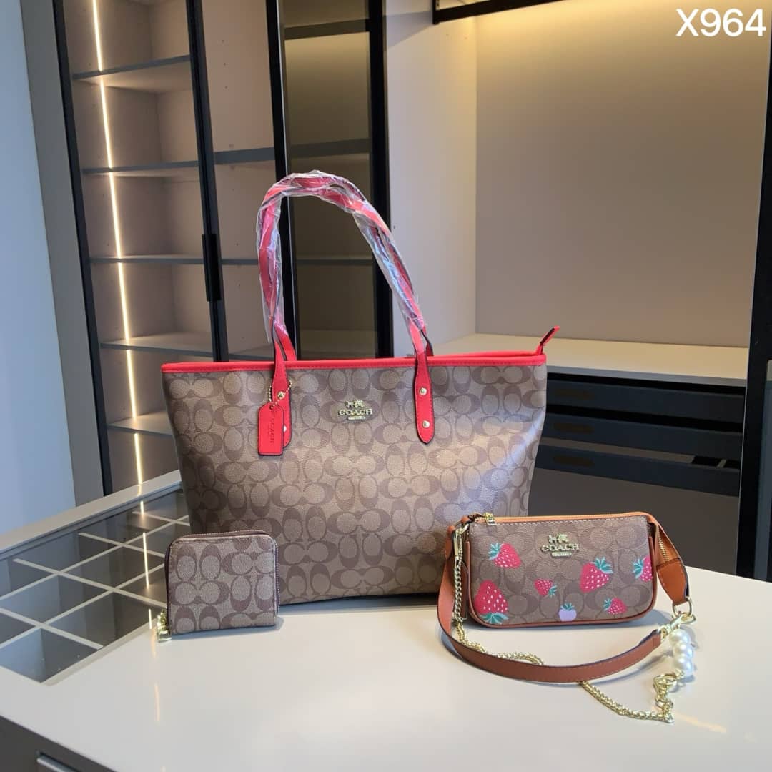 Cherry Signature Tote 3 Piece Luxe Set