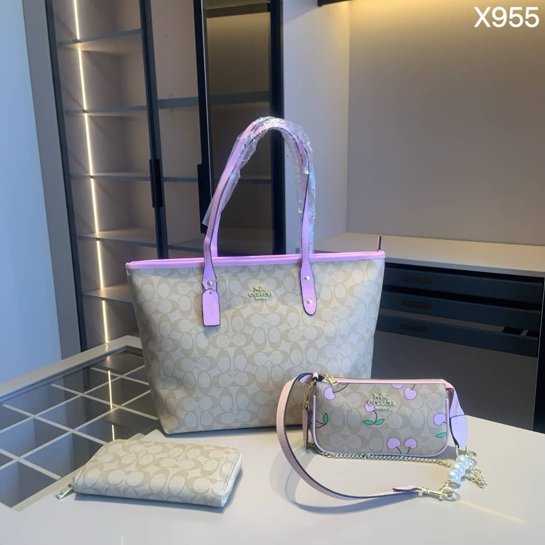 Cherry Signature Tote 3 Piece Luxe Set